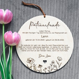 Patenurkunde aus Holz | Patenbrief Taufe | personalisierter Patenbrief | Geschenk Patentante | Geschenk Patenonkel