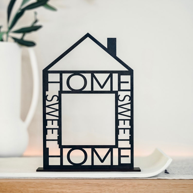 Deko aus Holz Home Sweet Home Line Art Haus Home Tischdekoration aus Holz Deko zum Aufstellen Bild 8