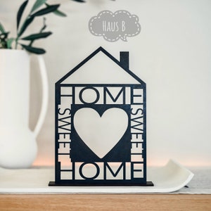 Deko aus Holz Home Sweet Home Line Art Haus Home Tischdekoration aus Holz Deko zum Aufstellen Bild 3