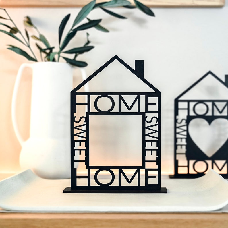 Deko aus Holz Home Sweet Home Line Art Haus Home Tischdekoration aus Holz Deko zum Aufstellen Bild 1