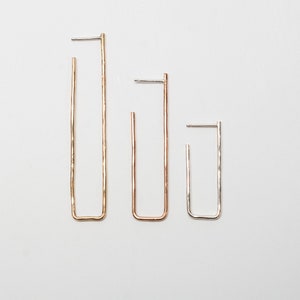 Rectangle Studs in Gold, Rose Gold and Silver