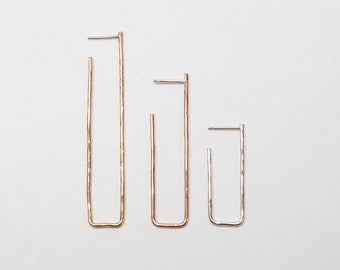 Rectangle Studs in Gold, Rose Gold and Silver