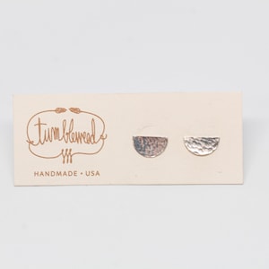Hammered Half Circle Studs - Handmade in Rose Gold, Gold or Sterling Silver