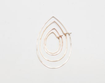 Drop Hammered Hoop Handmade Using Recycled Metals - Gold, Rose Gold, Sterling Hoops