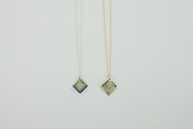 Triple Stacked Square Necklace image 1