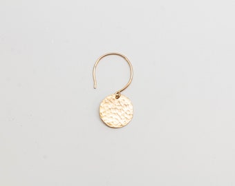 Single Hammered Disc Earrings - Sterling Silver or 14k Gold Fill