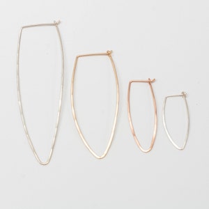 Long Oval Hoop Sterling, Gold or Rose Gold Hoops image 1