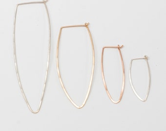 Long Oval Hoop - Sterling, Gold or Rose Gold Hoops