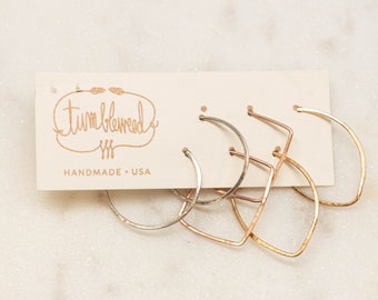 Tumbleweed Mini Hoop Set (14k Gold Fill, Rose Gold, Sterling Silver) - Hammered Hoops - Jewelry Set - Best Sellers