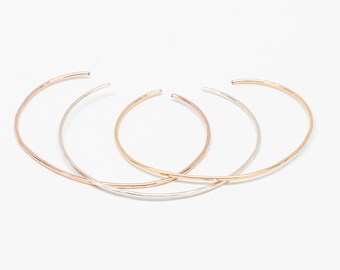 Thin Cuff Bangle in Gold Fill, Rose Gold Fill or Sterling