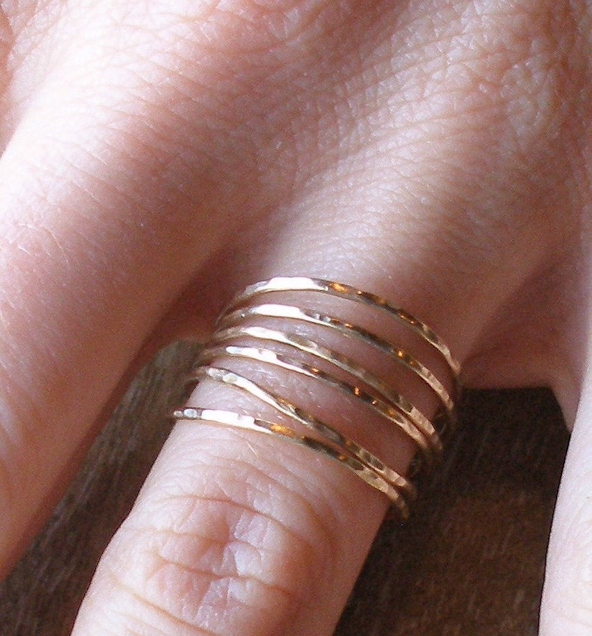 Six Stacking Promise Rings – Recycled 14k Gold Filled Wire Set - Etsy