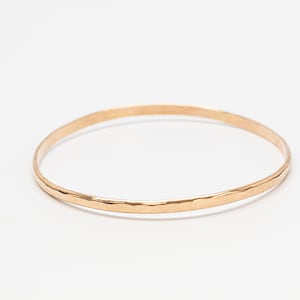 Wide Hammered Bangle Handmade using 14k Gold Fill or Sterling Silver