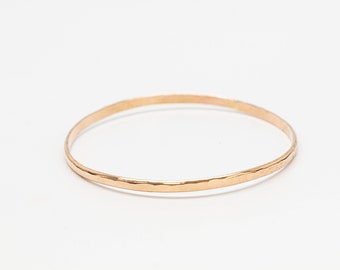 Wide Hammered Bangle Handmade using 14k Gold Fill or Sterling Silver