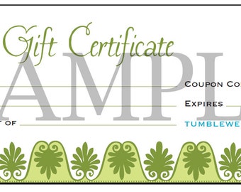 Tumbleweed Gift Certificate for Handmade Jewelry