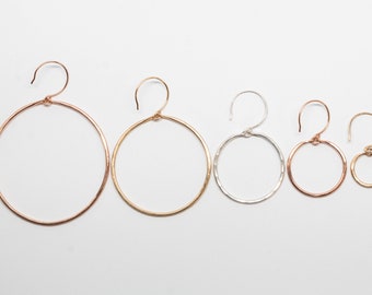 Wide Hammered Hoops - 14k Gold Fill or Sterling Silver