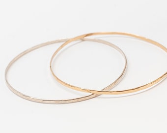 Medium Hammered Bangle Handmade using 14k Gold Fill or Sterling