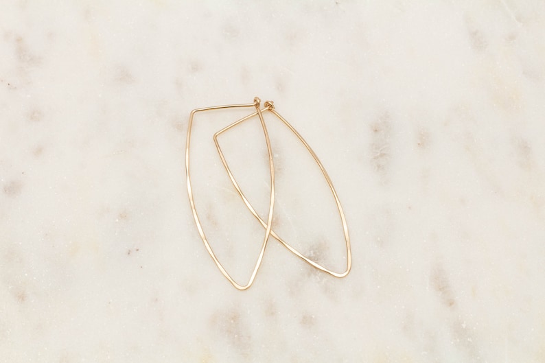 Long Oval Hoop Sterling, Gold or Rose Gold Hoops image 4