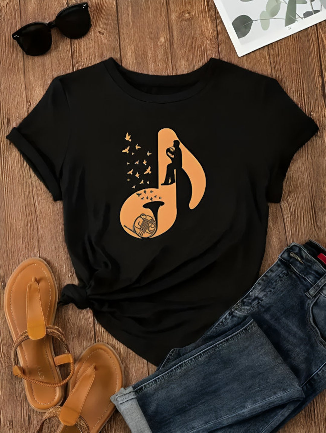 Music Note Design Shirt, Musician T-shirt, Black Shirt, Music Teacher ...