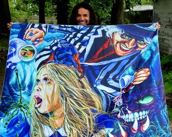 RW2 Huge 60" x 80" Alice in Wonderland Tapestry Art by Robert Walker