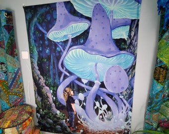 Sale RW2 Huge What If... Velvet Tapestry by Robert Walker Electric Forest Fairy shroom mushroom kids art surreal af