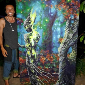 SALE RW2 Huge Autumns Touch... Velvet Tapestry by Robert Walker Electric Forest Fairy Birch tree aspen art surreal af