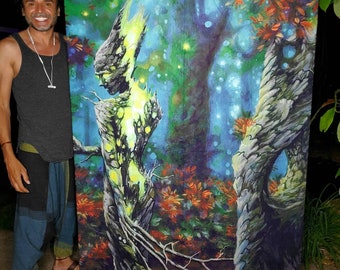 SALE RW2 Huge Autumns Touch... Velvet Tapestry by Robert Walker Electric Forest Fairy Birch tree aspen art surreal af