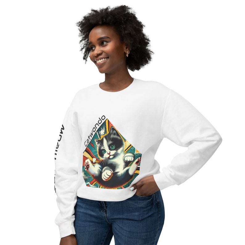 Be awesome and Cute with this Unisex Lightweight Crewneck Sweatshirt CATWONDO zdjęcie 10