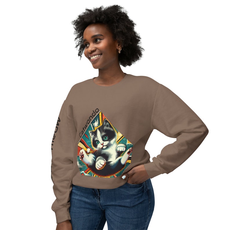 Be awesome and Cute with this Unisex Lightweight Crewneck Sweatshirt CATWONDO zdjęcie 6