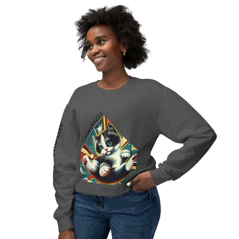 Be awesome and Cute with this Unisex Lightweight Crewneck Sweatshirt CATWONDO zdjęcie 9