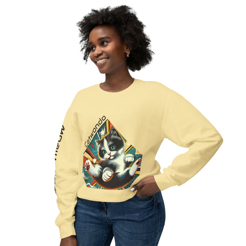 Be awesome and Cute with this Unisex Lightweight Crewneck Sweatshirt CATWONDO zdjęcie 3