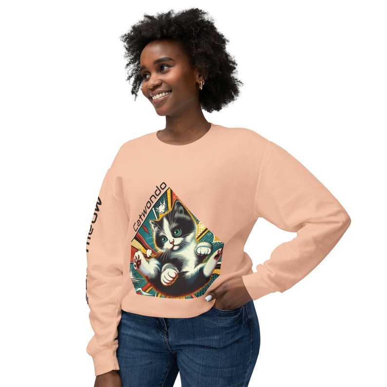 Be awesome and Cute with this Unisex Lightweight Crewneck Sweatshirt CATWONDO zdjęcie 8