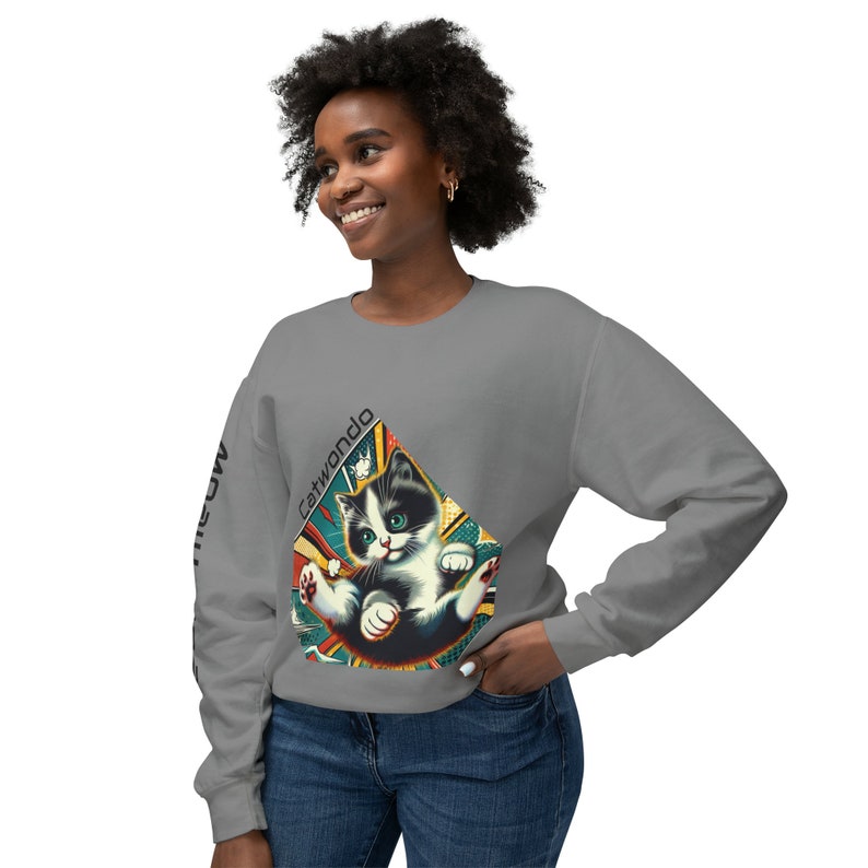 Be awesome and Cute with this Unisex Lightweight Crewneck Sweatshirt CATWONDO zdjęcie 7