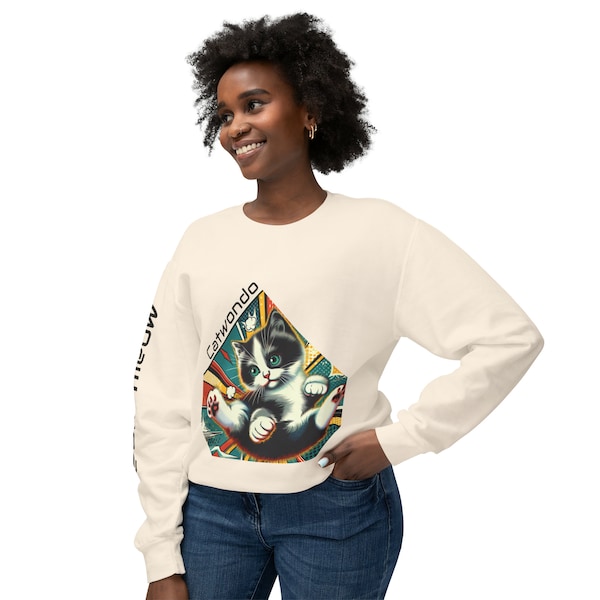 Be awesome and Cute with this Unisex Lightweight Crewneck Sweatshirt CATWONDO