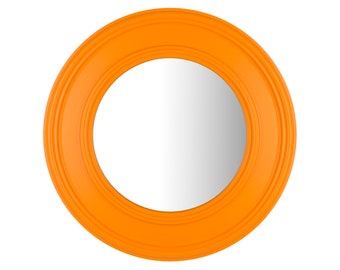 Orange mirror - 60 cm- Colourful mirrors - Custom painted mirror - Round mirror - Eye-catching mirrors