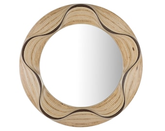 Zeester Wenge houten spiegel - 50cm spiegel - Ronde houten spiegel - Opvallende spiegel - Ongebruikelijke spiegel - Wenge houten spiegel