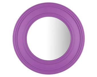 Purple mirror - 60 cm- Colourful mirrors - Custom painted mirror - Round mirror - Eye-catching mirrors