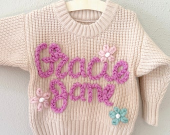 Personalized Baby Name Sweater, Personalized Embroidered Sweater with Name, Customized Baby Gifts, Baby Shower Gifts, Toddler Name Sweater