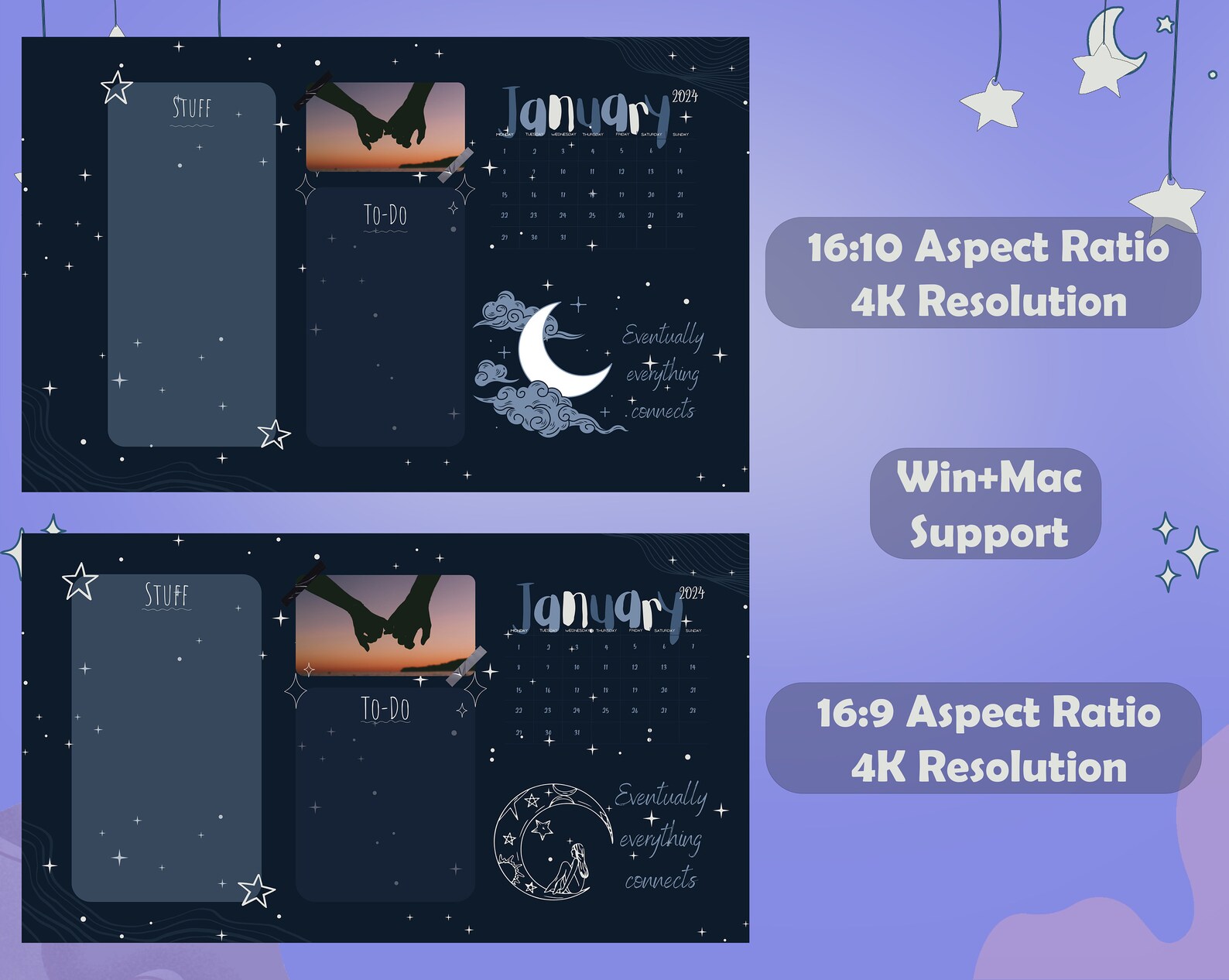 Celestial Moon Moon and Stars Theme Computer Desktop Organizer