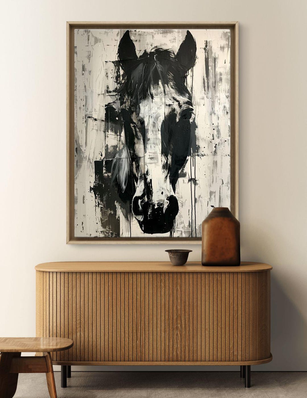 Abstract Horse Canvas Print: Black and White Modern Animal Artwork ...
