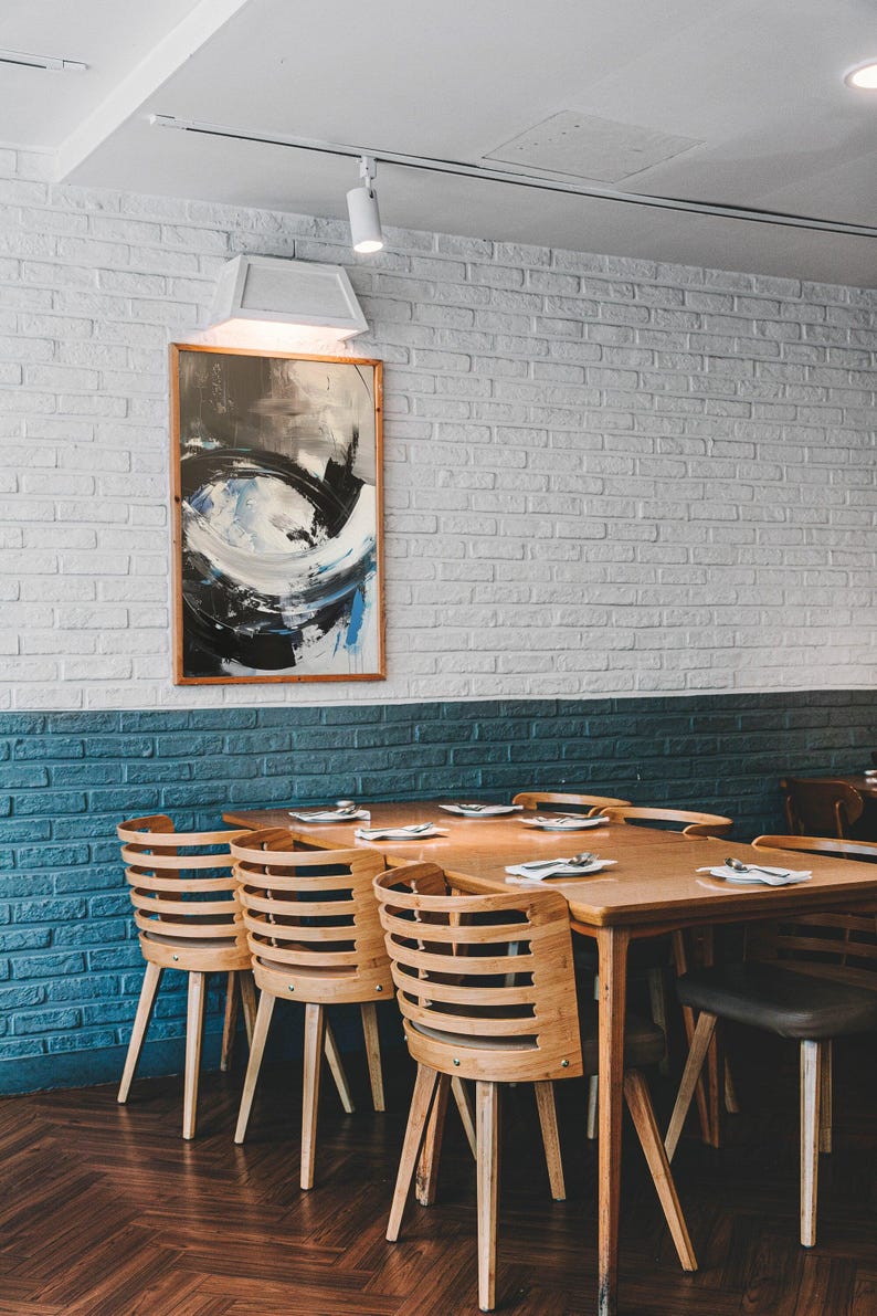 Abstract Art black and White Wall Etsy