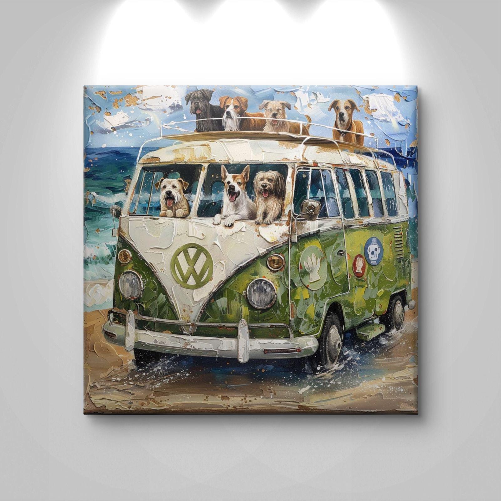 Vw Bus With Dogs Art - Etsy