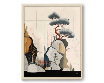 Mountain Art Print, Modern Landscape Print, Nature Art Print, Japanese Landscape Print, Abstract Landscape
