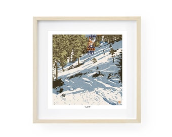 Skiing Art, Cabin Decor, Mountain Art Print, Mid Century Modern Wall Art, Colorado Art, Scandinavian Modern Landscape Art Print