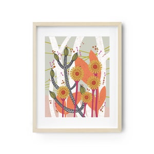 Mid Century Wall Art, Folk Art, Botanical Art Print, 60s Art, Modern Botanical, Kitchen Art