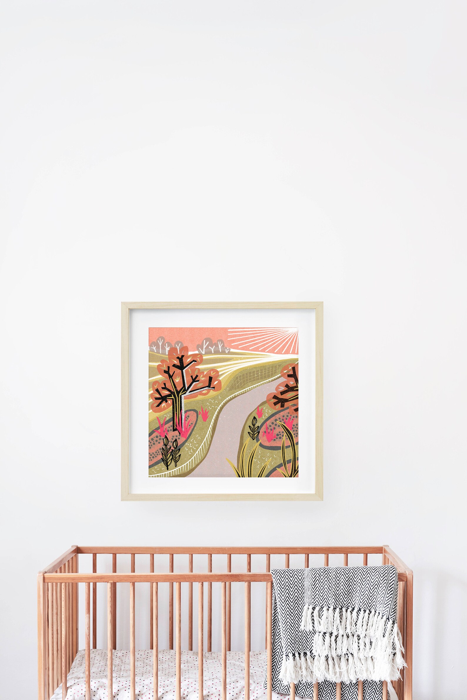Mid Century Modern Wall Art Pink Garden Wall Art Etsy