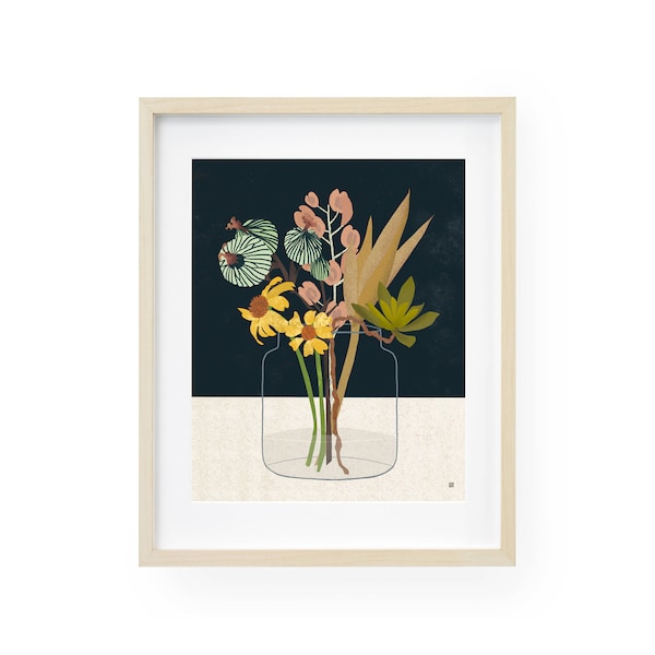 Modern Botanical Print, Floral Wall Art, Colorful Botanical Art, Still Life Art, Flower Art