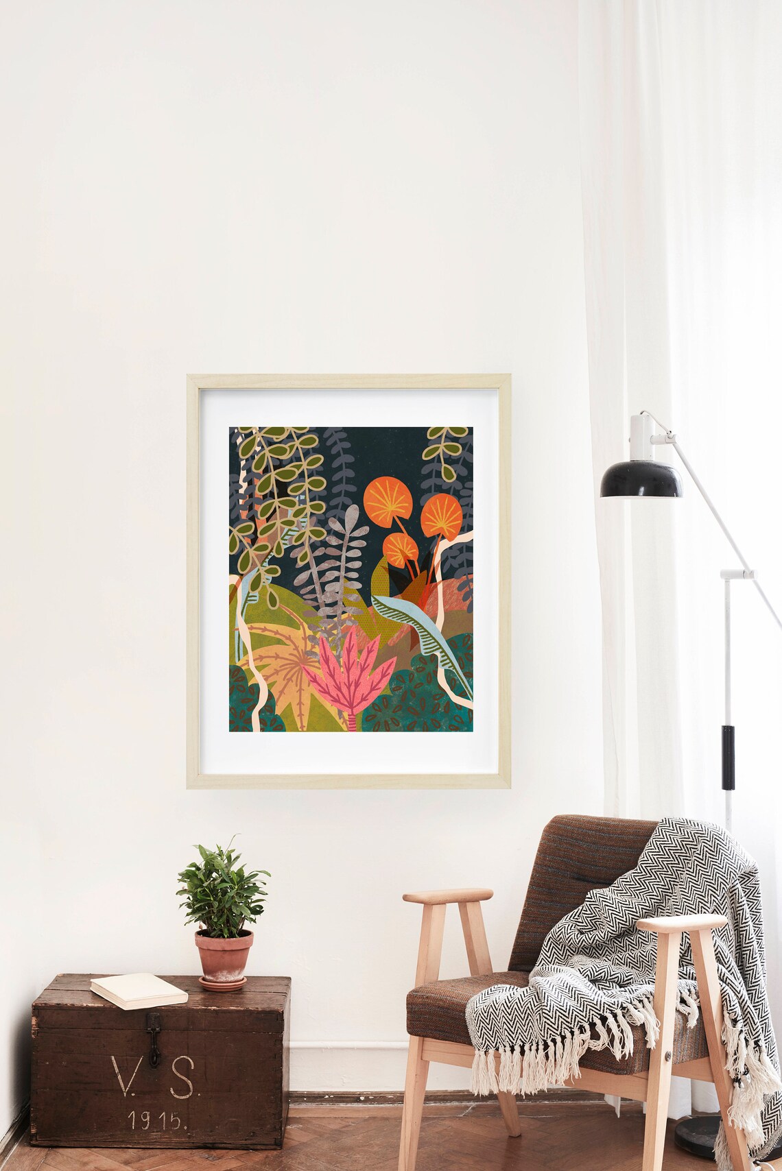 Jungle Botanical Print Children's Room Tropical Art Mid - Etsy