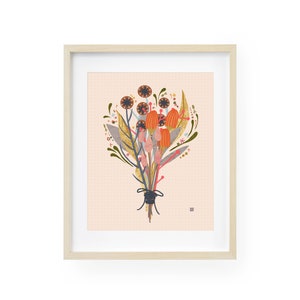 Modern Botanical Print, Mid Century Modern Nature Print, Cottage Core Autumn Art Print, Floral Illustration, Wildflower Art