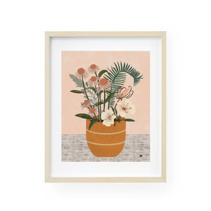 Floral Art Print, Scandinavian Modern Botanical Art, Mid Century Modern, 60s Art, Colorful Floral Art
