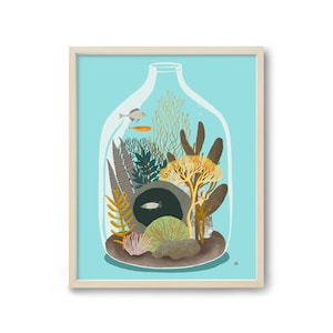 Beach Decor, Ocean Art, Fish Art, Midcentury Art Print, Terrarium Art, 60s Art, Botanical Print